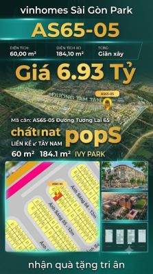 Nhà phố liền kề AS65-05 Ivy Park Vinhomes Sài Gòn Park Giá 6.93 Tỷ