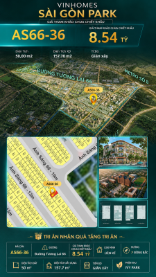 Nhà phố AS66-36 Ivy Park Vinhomes Sài Gòn Park Giá 8.54 Tỷ 50m²