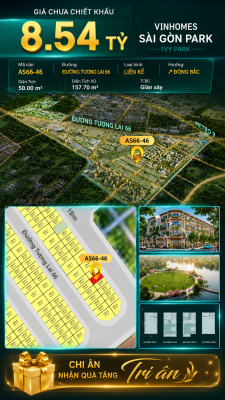 Nhà phố AS66-46 Ivy Park Vinhomes Sài Gòn Park Giá 8.54 Tỷ 50m²