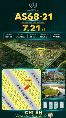 Nhà phố AS68-12 Ivy Park Vinhomes Sài Gòn Park Giá 7.21 Tỷ 60m²