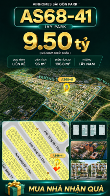 Nhà phố Vinhomes Sài Gòn Park AS68-41 giá 9.5 tỷ