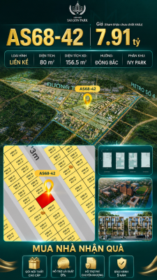 Nhà phố Vinhomes Sài Gòn Park AS68-42 giá 7.91 tỷ
