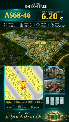 Nhà phố AS68-46 Ivy Park Vinhomes Sài Gòn Park Giá 6.20 Tỷ 50m²