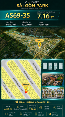 Nhà phố AS69-35 Ivy Park Vinhomes Sài Gòn Park Giá 7.16 Tỷ 60m²