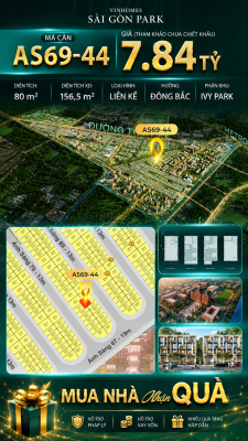 Nhà phố Vinhomes Sài Gòn Park AS69-44 giá 7.84 tỷ