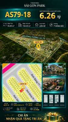 Nhà phố AS79-18 Ivy Park Vinhomes Sài Gòn Park Giá 6.26 Tỷ 50m²