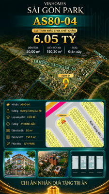 Nhà phố AS80-04 Ivy Park Vinhomes Sài Gòn Park Giá 6.05 Tỷ 50m²