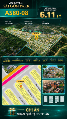 Nhà phố AS80-08 Ivy Park Vinhomes Sài Gòn Park Giá 6.11 Tỷ 50m²