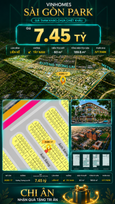 Nhà phố AS80-17 Ivy Park Vinhomes Sài Gòn Park Giá 7.45 Tỷ 60m²
