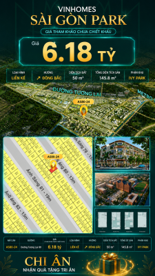 Nhà phố AS80-24 Ivy Park Vinhomes Sài Gòn Park Giá 6.18 Tỷ 50m²