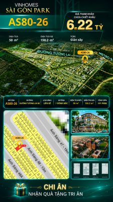 Nhà phố AS80-26 Ivy Park Vinhomes Sài Gòn Park Giá 6.22 Tỷ 50m²
