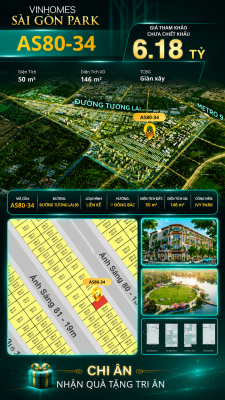 Nhà phố AS80-34 Ivy Park Vinhomes Sài Gòn Park Giá 6.18 Tỷ 50m²