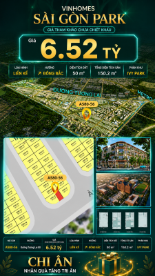 Nhà phố AS80-56 Ivy Park Vinhomes Sài Gòn Park Giá 6.52 Tỷ 50m²