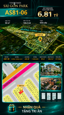 Nhà phố AS81-06 Ivy Park Vinhomes Sài Gòn Park Giá 6.81 Tỷ 50m²