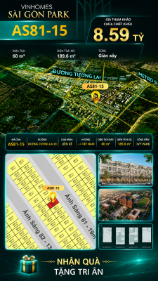 Nhà phố AS81-15 Ivy Park Vinhomes Sài Gòn Park Giá 8.59 Tỷ 60m²