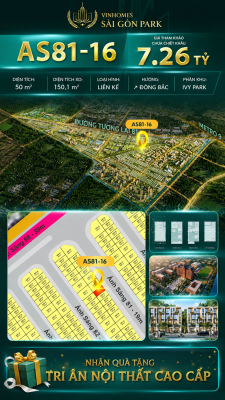 Nhà phố AS81-16 Ivy Park Vinhomes Sài Gòn Park Giá 7.26 Tỷ 50m²