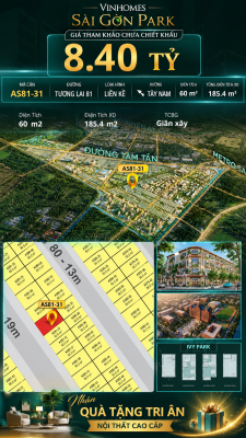 Nhà phố AS81-31 Ivy Park Vinhomes Sài Gòn Park Giá 8.40 Tỷ 60m²