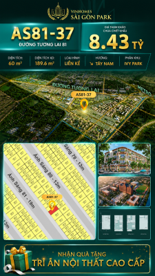 Nhà phố AS81-37 Ivy Park Vinhomes Sài Gòn Park Giá 8.43 Tỷ 60m²