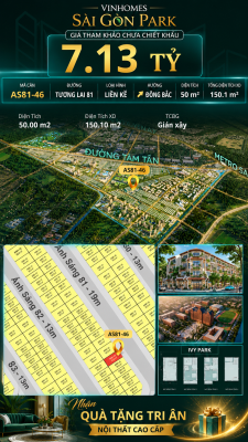 Nhà phố AS81-46 Ivy Park Vinhomes Sài Gòn Park Giá 7.13 Tỷ 50m²