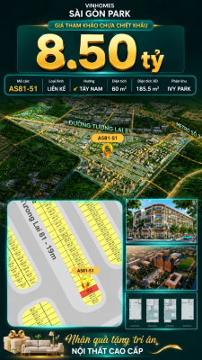 Nhà phố AS81-51 Ivy Park Vinhomes Sài Gòn Park Giá 8.50 Tỷ 60m²