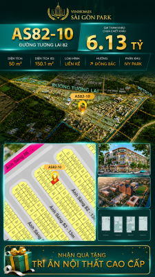 Nhà phố AS82-10 Ivy Park Vinhomes Sài Gòn Park Giá 6.13 Tỷ 50m²