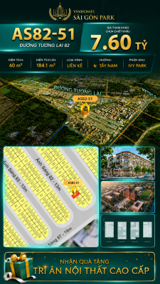 Nhà phố AS82-51 Ivy Park Vinhomes Sài Gòn Park Giá 7.60 Tỷ 60m²