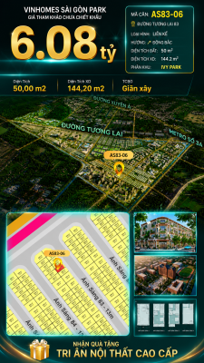 Nhà phố AS83-06 Ivy Park Vinhomes Sài Gòn Park Giá 6.08 Tỷ 50m²