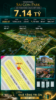 Nhà phố AS83-07 Ivy Park Vinhomes Sài Gòn Park Giá 7.14 Tỷ 60m²