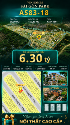 Nhà phố AS83-18 Ivy Park Vinhomes Sài Gòn Park Giá 6.30 Tỷ 50m²