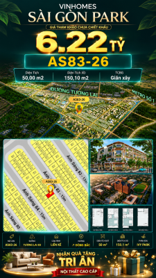 Nhà phố AS83-26 Ivy Park Vinhomes Sài Gòn Park Giá 6.22 Tỷ 50m²