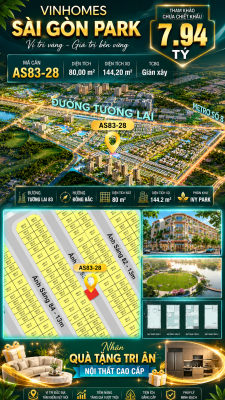 Nhà phố AS83-28 Ivy Park Vinhomes Sài Gòn Park Giá 7.94 Tỷ 80m²