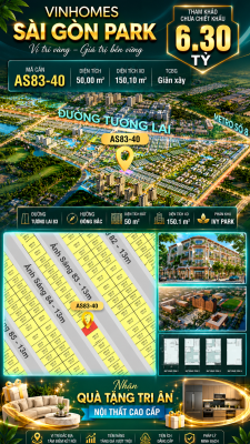 Nhà phố AS83-40 Ivy Park Vinhomes Sài Gòn Park Giá 6.30 Tỷ 50m²