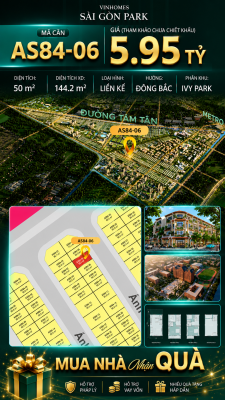 Nhà phố Vinhomes Sài Gòn Park AS84-06 giá 5.95 tỷ