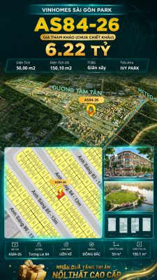 Nhà phố AS84-26 Ivy Park Vinhomes Sài Gòn Park Giá 6.22 Tỷ 50m²