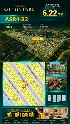 Nhà phố AS84-32 Ivy Park Vinhomes Sài Gòn Park Giá 6.22 Tỷ 50m²
