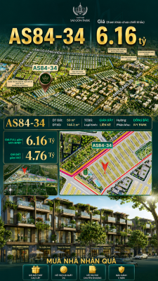 Nhà phố Vinhomes Sài Gòn Park AS84-34 giá 6.16 tỷ
