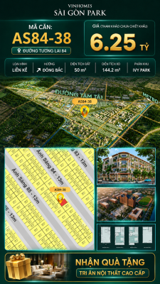 Nhà phố AS84-38 Ivy Park Vinhomes Sài Gòn Park Giá 6.25 Tỷ 50m²