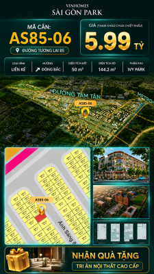 Nhà phố AS85-06 Ivy Park Vinhomes Sài Gòn Park Giá 5.99 Tỷ 50m²