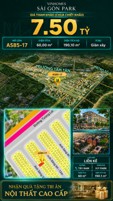 Nhà phố AS85-17 Ivy Park Vinhomes Sài Gòn Park Giá 7.50 Tỷ 60m²