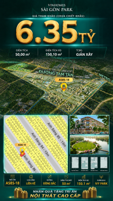 Nhà phố AS85-18 Ivy Park Vinhomes Sài Gòn Park Giá 6.35 Tỷ 50m²