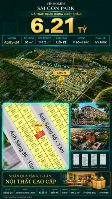 Nhà phố AS85-24 Ivy Park Vinhomes Sài Gòn Park Giá 6.21 Tỷ 50m²