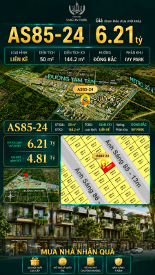 Nhà phố Vinhomes Sài Gòn Park AS85-24 giá 6.21 tỷ