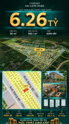 Nhà phố AS85-26 Ivy Park Vinhomes Sài Gòn Park Giá 6.26 Tỷ 50m²
