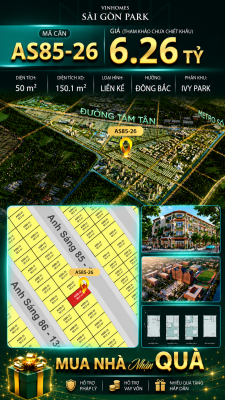 Nhà phố Vinhomes Sài Gòn Park AS85-26 giá 6.26 tỷ