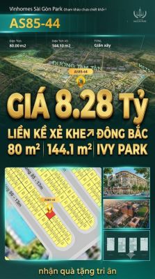 Nhà phố xẻ khe AS85-44 Ivy Park Vinhomes Sài Gòn Park Giá 8.28 Tỷ