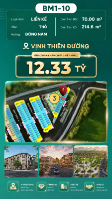 Nhà phốLiền Kề BM1-10 View Vịnh Thiên Đường Vinhomes Hạ Long 12.33 tỷ