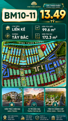 Nhà Phố Liền Kề BM10-11 Vinhomes Global Gate Hạ Long Xanh 13.50 tỷ