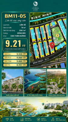 Nhà Phố Liền Kề BM11-05 Vinhomes Global Gate Hạ Long Xanh 9.21 tỷ
