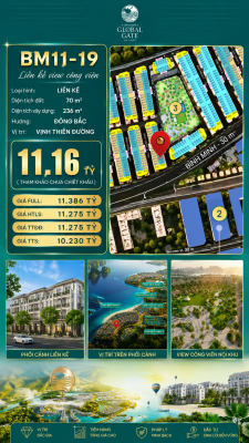 Nhà Phố Liền Kề BM11-19 Vinhomes Global Gate Hạ Long Xanh 11.16 tỷ