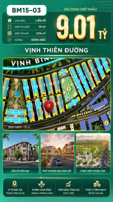 Nhà Phố Liền Kề BM15-03 Vinhomes Global Gate Hạ Long Xanh 9.01 tỷ